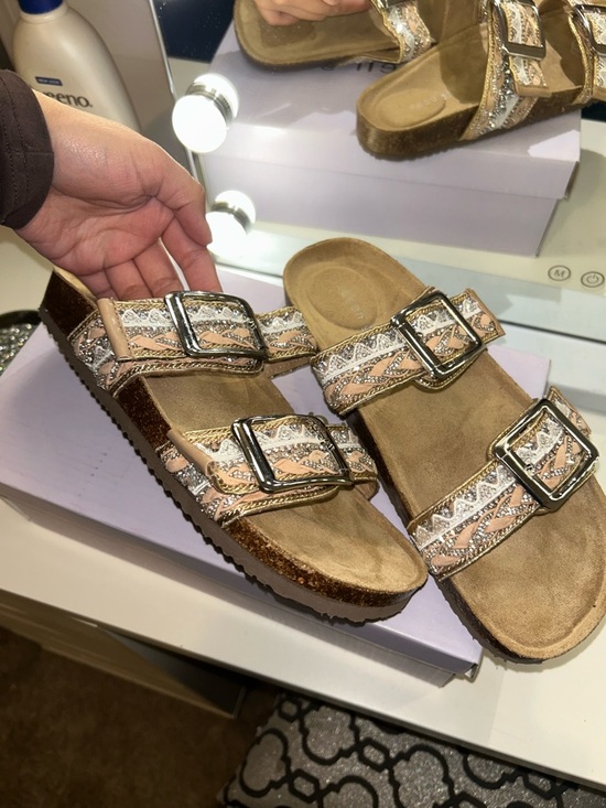 Madden Girl Shoes - Madden Girl Blush Multi Slide Sandals